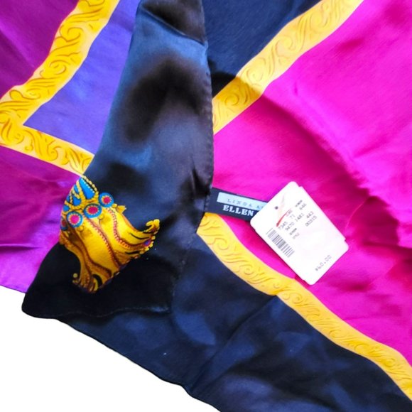 Linda Allard Ellen Tracy Silk Scarf Set of 2 Bold Colors 36" DH239 - Picture 3 of 11